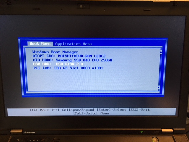 Boot menu